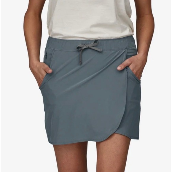 Patagonia Pants - Patagonia Fleetwith Skort Women Large Blue Grey Active Hiking Faux Wrap Skirt